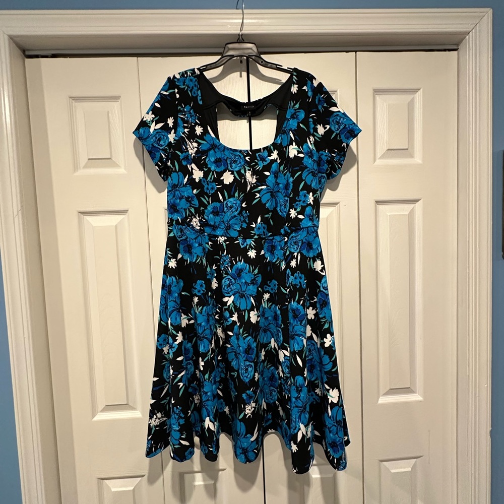 Floral Blue and Black Dress